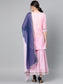 Ishin Women's Cotton Pink Gota Patti Work Embroidered A-Line Kurta Sharara Dupatta Set