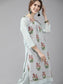 Ishin Women's Chanderi White Floral Printed A-Line Kurta Palazzo With Embroidered Dupatta