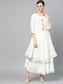 Ishin Women's Cotton White Solid Gota Patti Anarkali Kurta Skirt Set