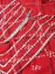 Ishin Women's Cotton Red & White Bandhani Gota Patti A-Line Kurta Skirt Set