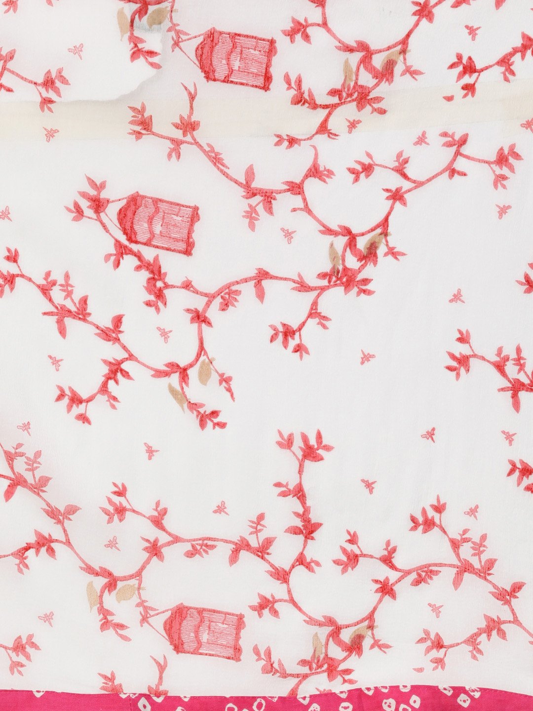 Ishin Women's Cotton Pink & Off White Printed Gota Patti A-Line Kurta Skirt Dupatta Set