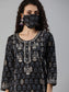 Ishin Women's Black Yoke Design A-Line Kurta Sharara Set