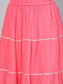 Ishin Women's Printed Sea Green & Pink Printed A-Line Kurta Skirt Set