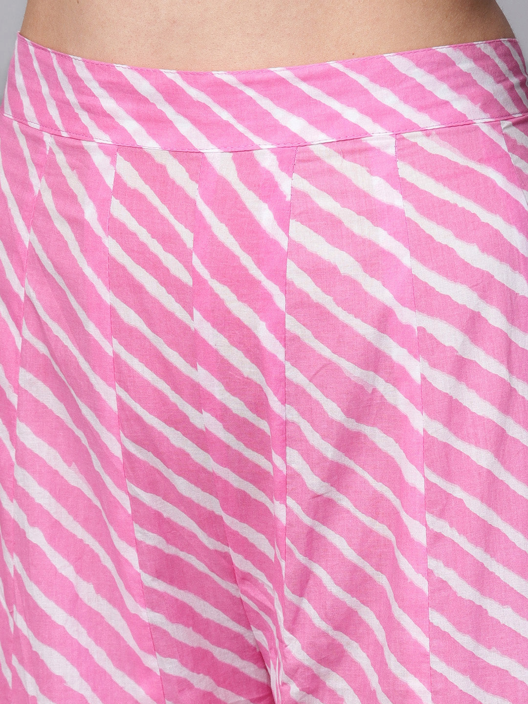 Ishin Women's Cotton White & Pink Embellished A Line Kurta Sharara Set