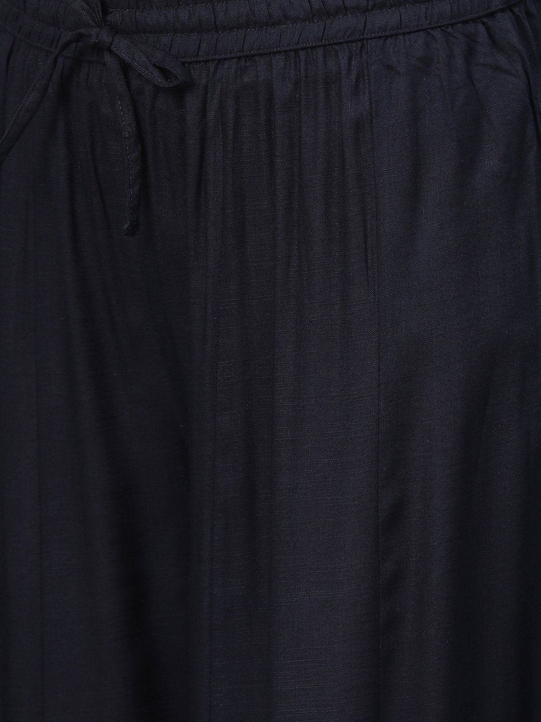 Ishin Women's Rayon Navy Blue Embroidered A-Line Kurta Palazzo Set