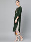 Ishin Women's Cotton Green Embroidered A-Line Kurta Palazzo Set
