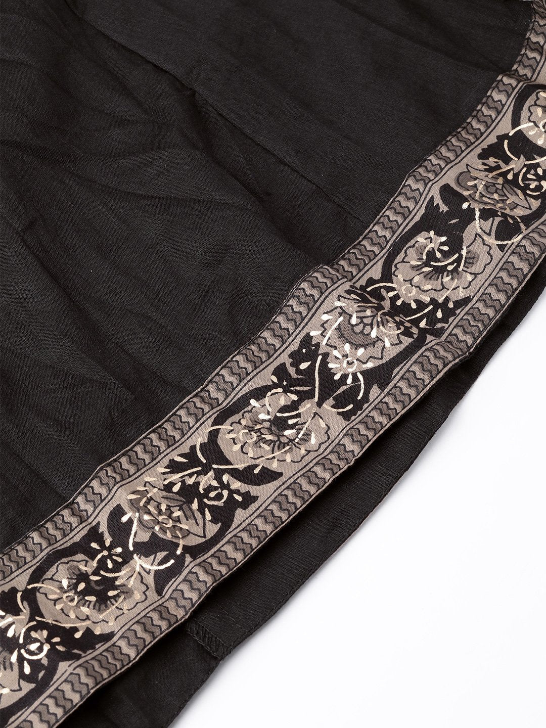 Ishin Women's Cotton Black Foil Printed A-Line Kurta Palazzo Set