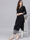 Ishin Women's Rayon Black Solid A-Line Kurta Palazzo Set