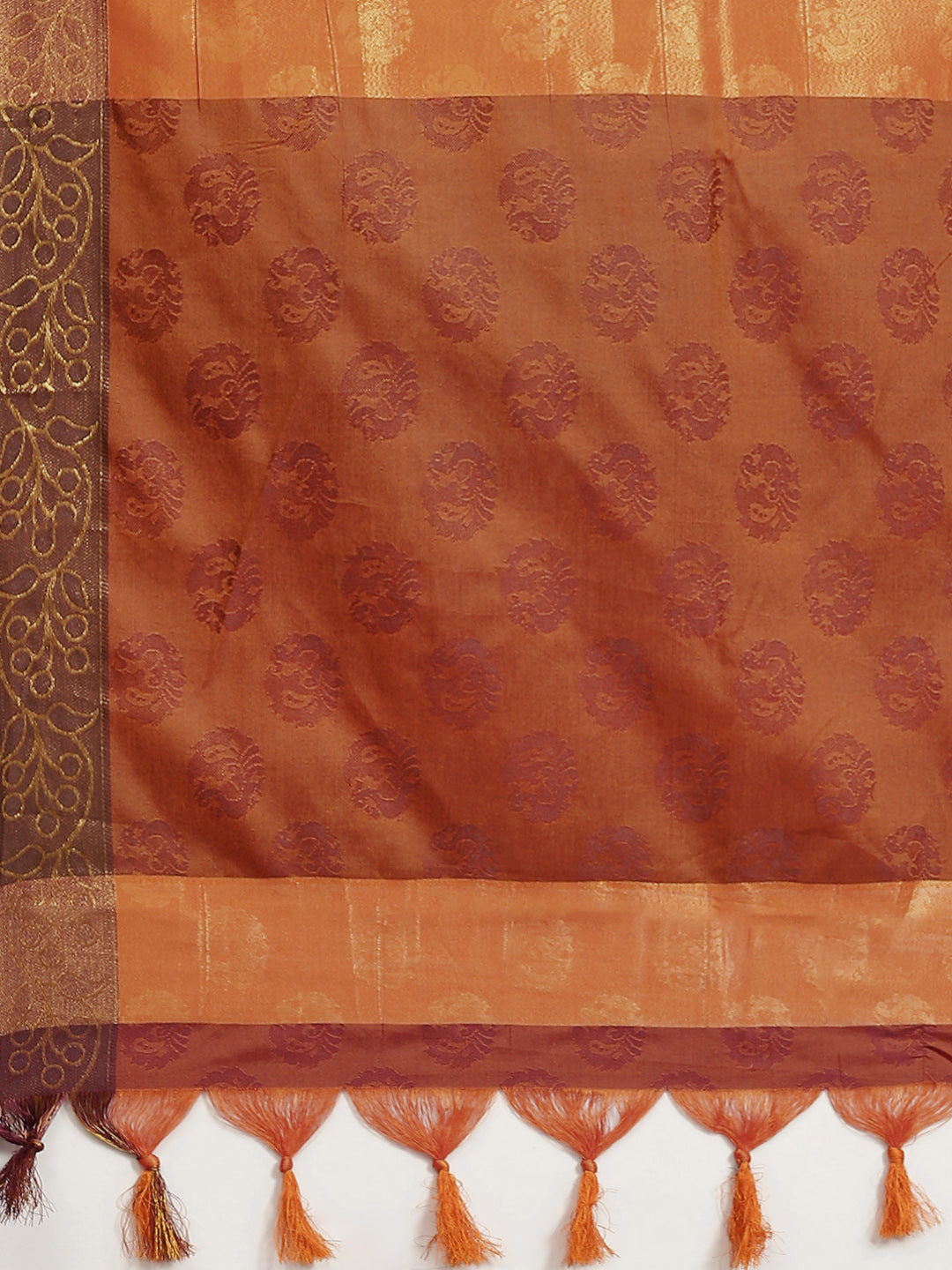 Ishin Women's Art Silk Orange & Maroon Woven Design Saree With Blouse Piece