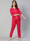 Ishin Women's Pink Pure Cotton Block Printed Night Suit