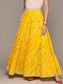 Ishin Women's Cotton Yellow Leheriya Flared Maxi Skirt