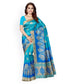 Ishin Poly Silk Blue Printed Women's Saree
