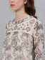 Ishin Women's Poly Georgette White Lurex Embellished Top 