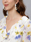 Ishin Women's Offwhite Floral Blouson Crop Top