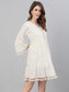 Ishin Women's Cotton Off White Lurex Embellished A-Line Dress