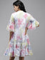 Ishin Women's Cotton Multicolor Schiffli Embroidered A-Line Tie & Dye Dress