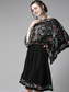 Ishin Women's Cotton Black Embroidered Kaftan Dress