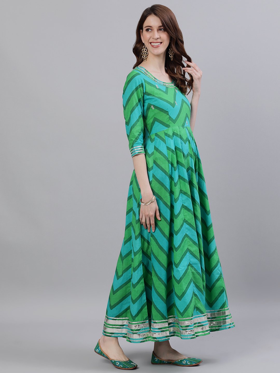 Glamorous Emerald Anarkali & Dupatta Set