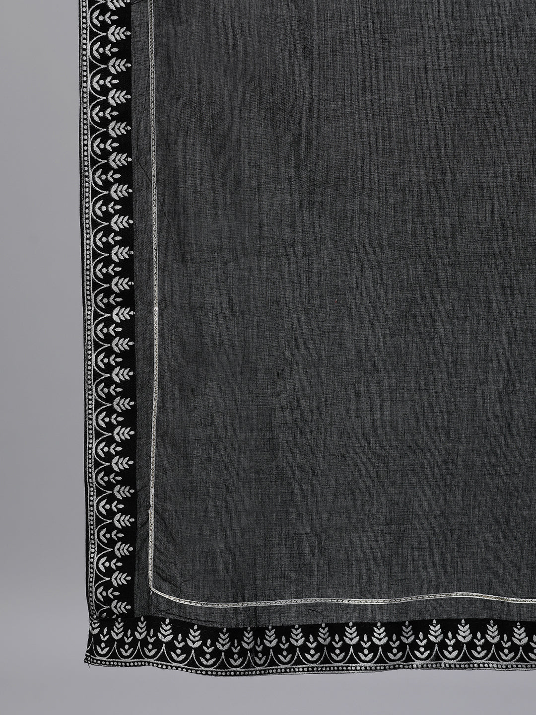 Ishin Women's Rayon Black Embroidered A-Line Kurta Palazzo Dupatta Set