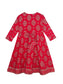 Ishin Girls Red Foil Printed Fit & Flare Dress