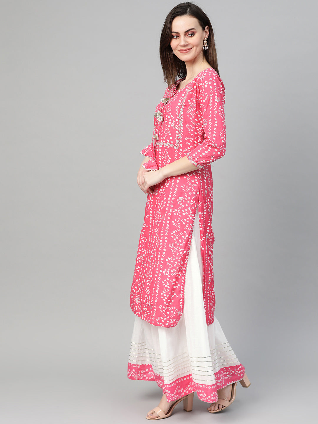 Kamal - Embellished Pink Kurta Skirt Set